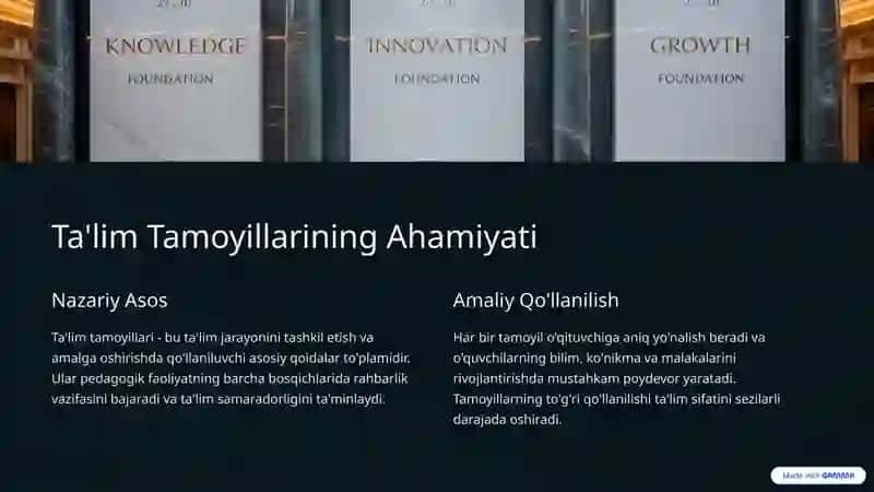 Ta'lim Tamoyillari va ularning mazmun mohiyati 2