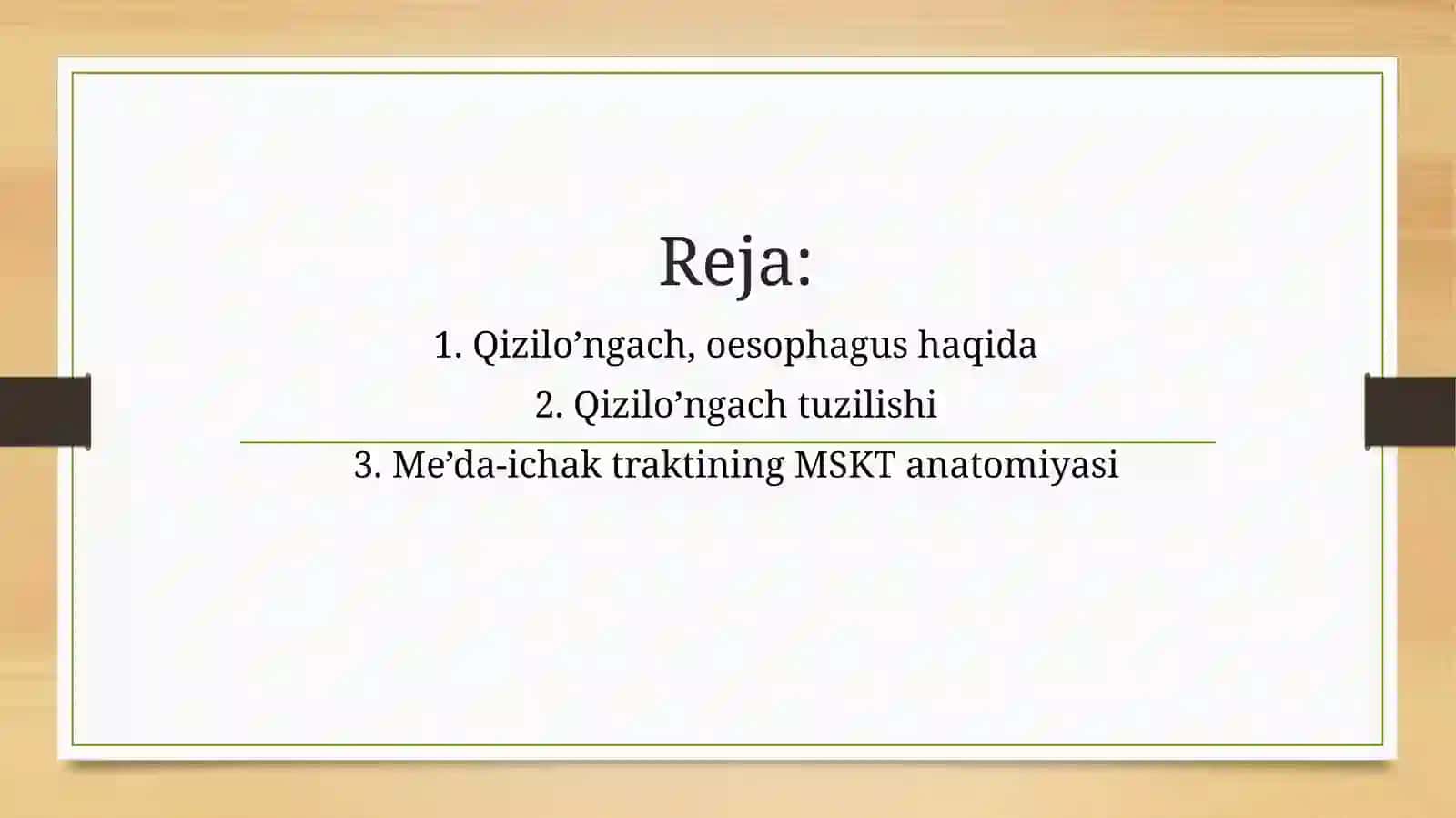 Qizilo’ngach vame’da-ichaktraktining MSK Tanatomiyasi 2