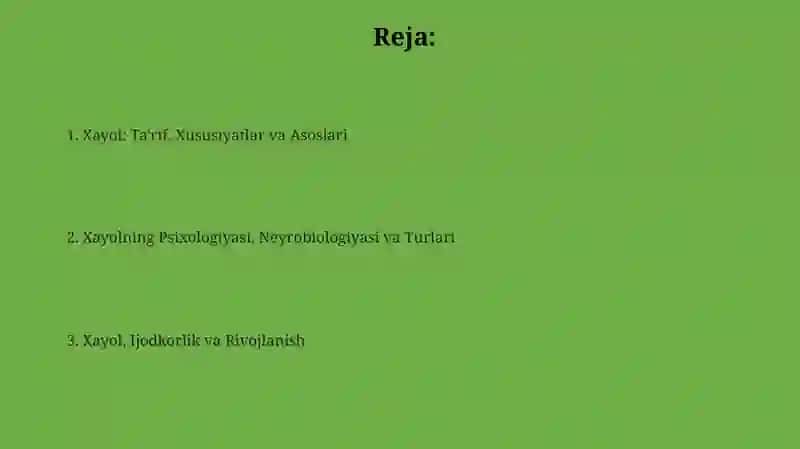 Xayol haqida tushuncha 2