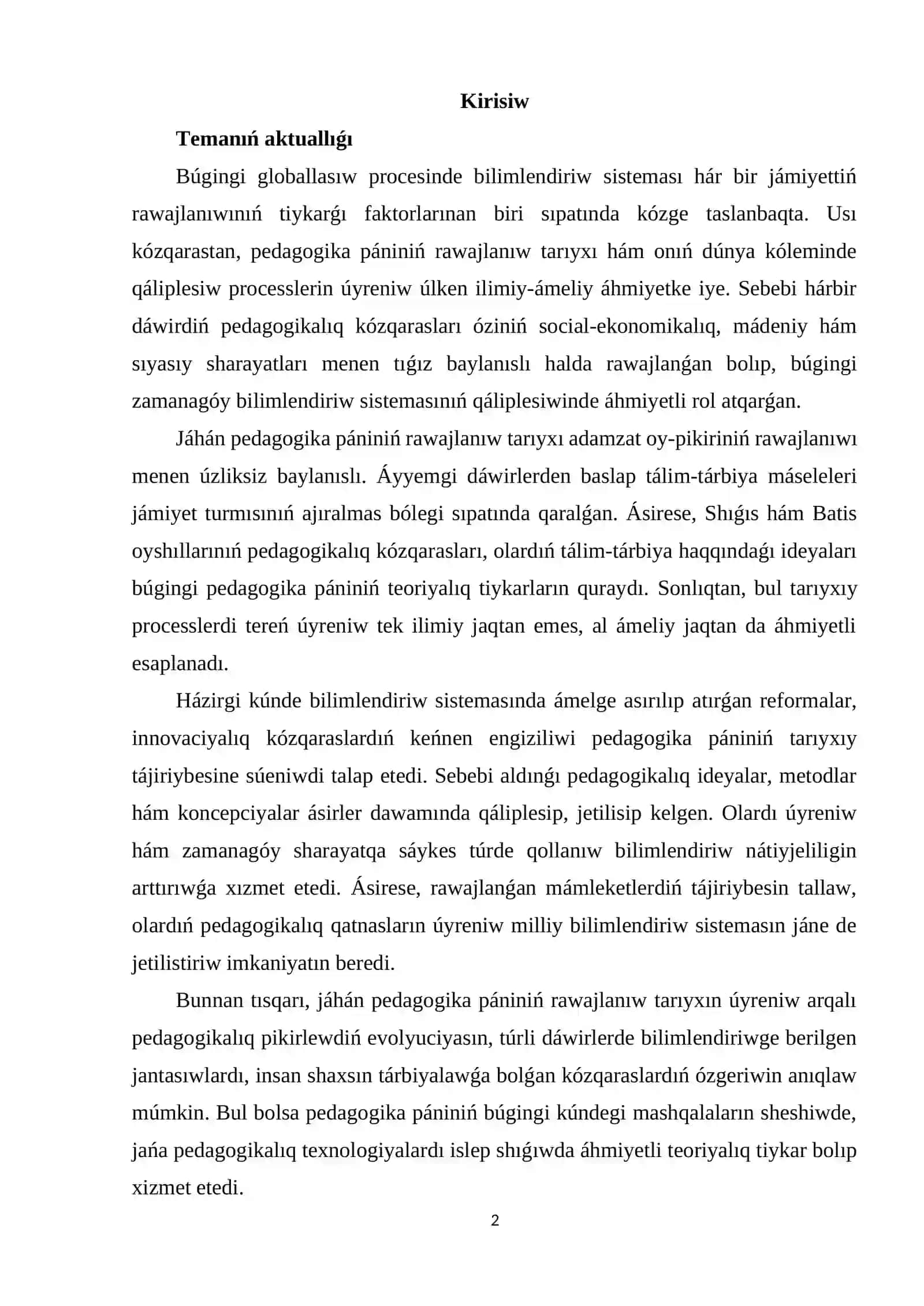 JÁHÁN PEDAGOGIKA PÁNINIŃ QÁLIPLESIWI 2
