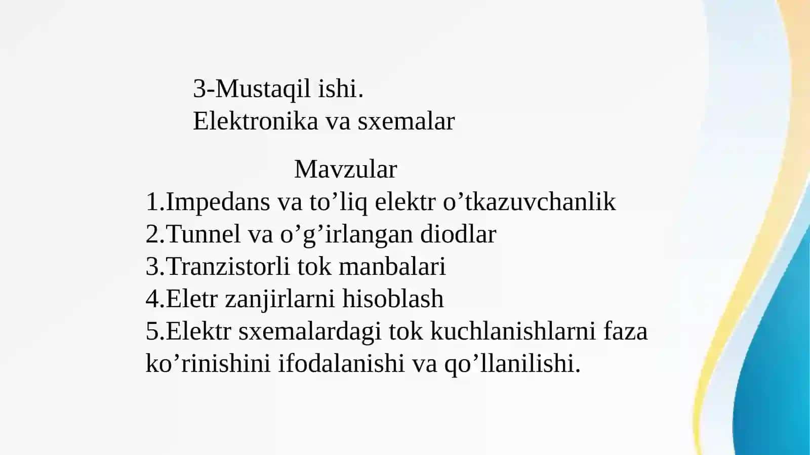 Impedans va to’liq elektr o’tkazuvchanlik 2