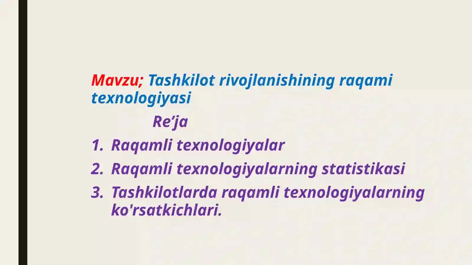 Tashkilot rivojlanishining raqami texnologiyasi 2
