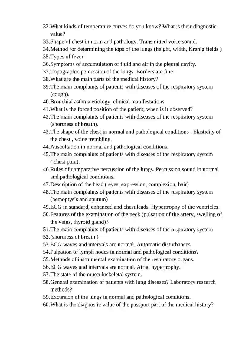 Respiratory System Diseases Questions 2