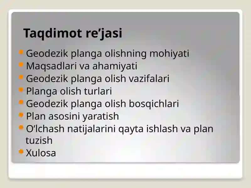 Geodezik planga olish 2