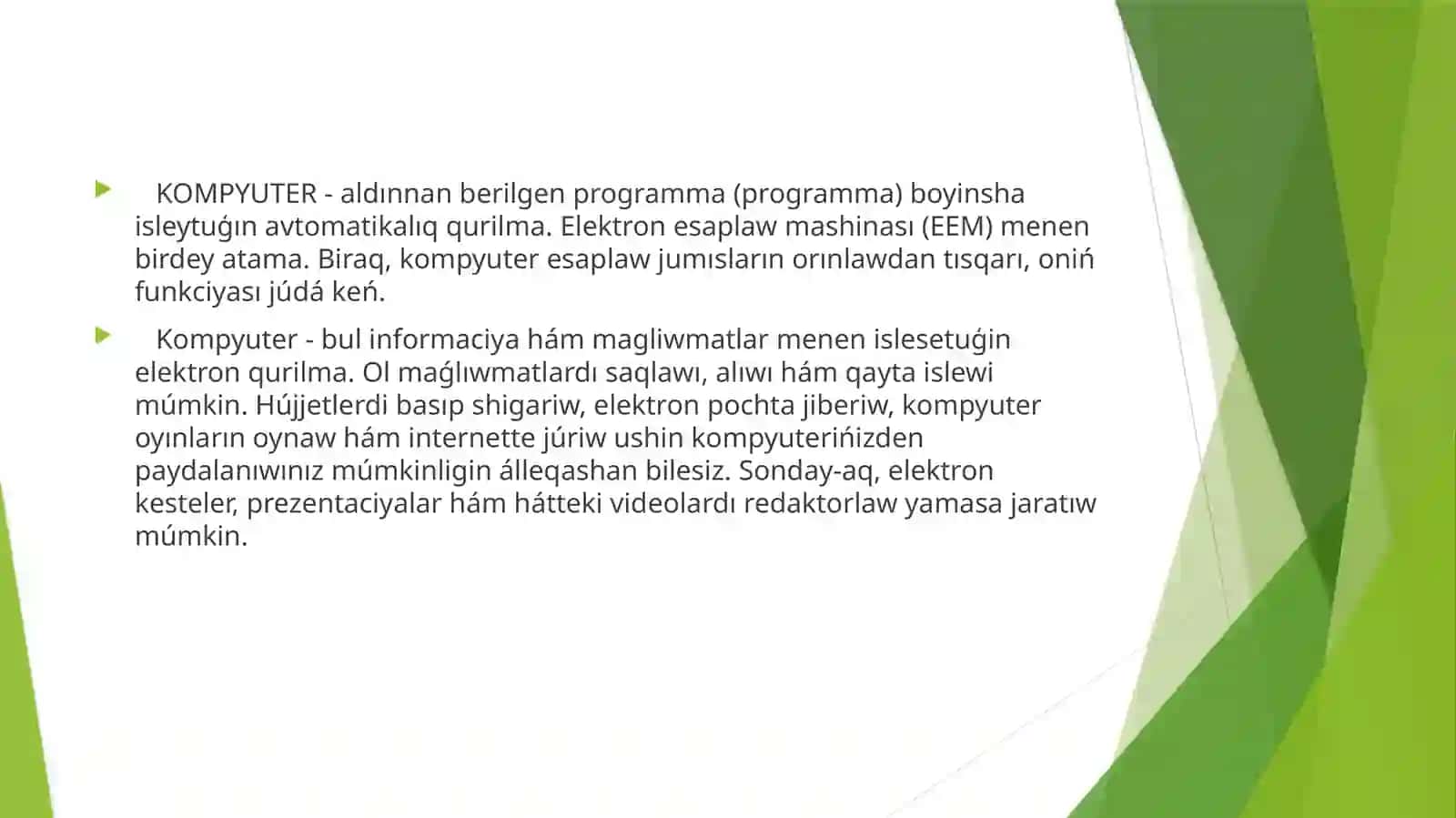 Kompyutergeqosimshajanatexnikalıqqurilmalardıkompyutergejalgaw 2