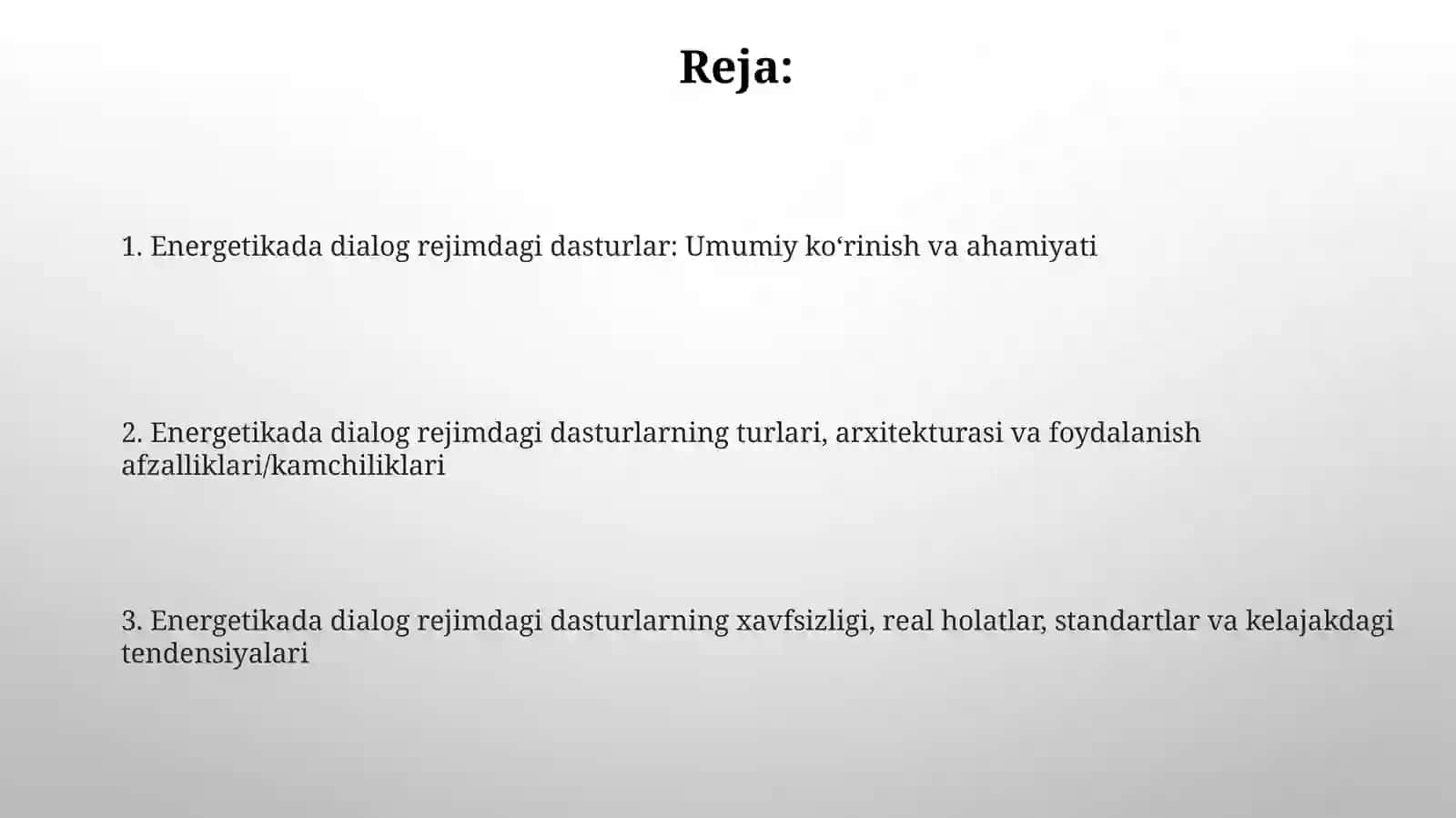Energetikada qo'llaniladigan dialog rejimidagi dasturlar va ularning ahamiyati 2