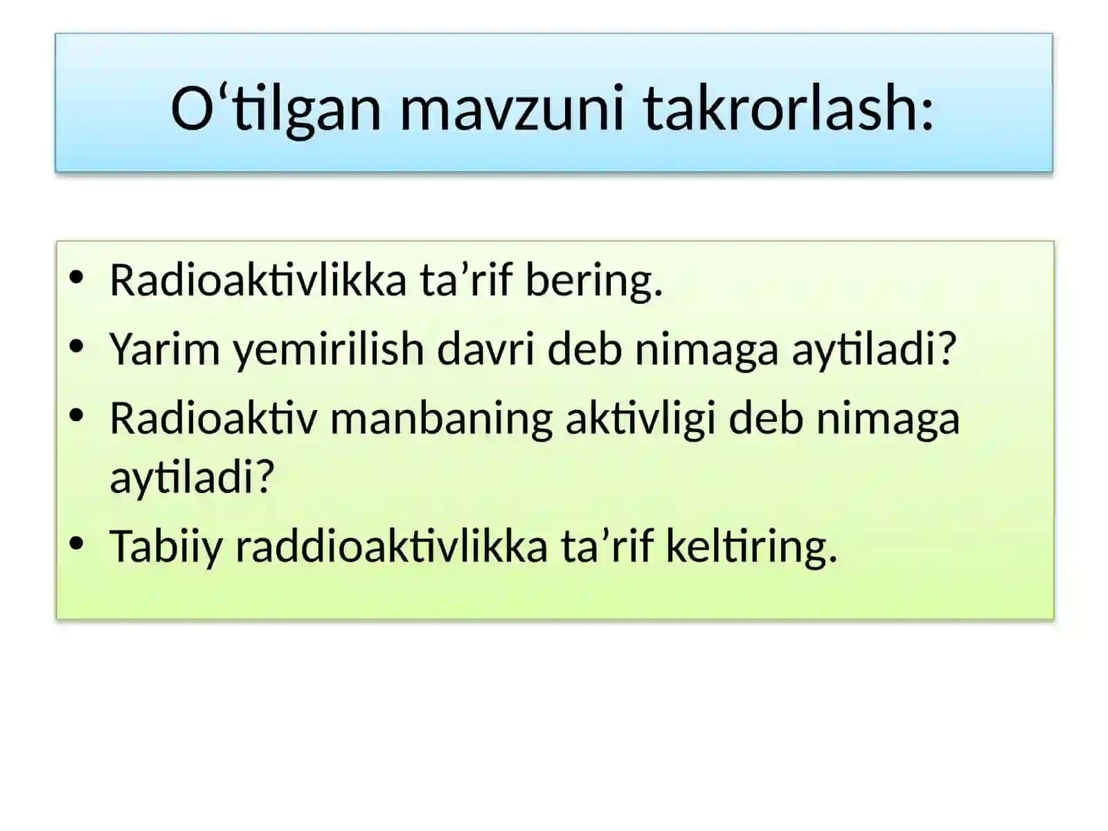 Yadro reaksiyalari. Siljish qonuni 2
