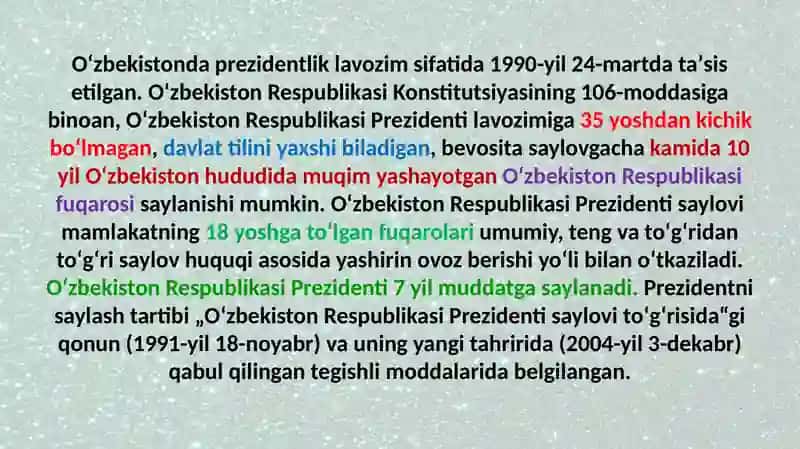 O'zbekistonda prezidentlik boshqaruvi joriy etilishi 2
