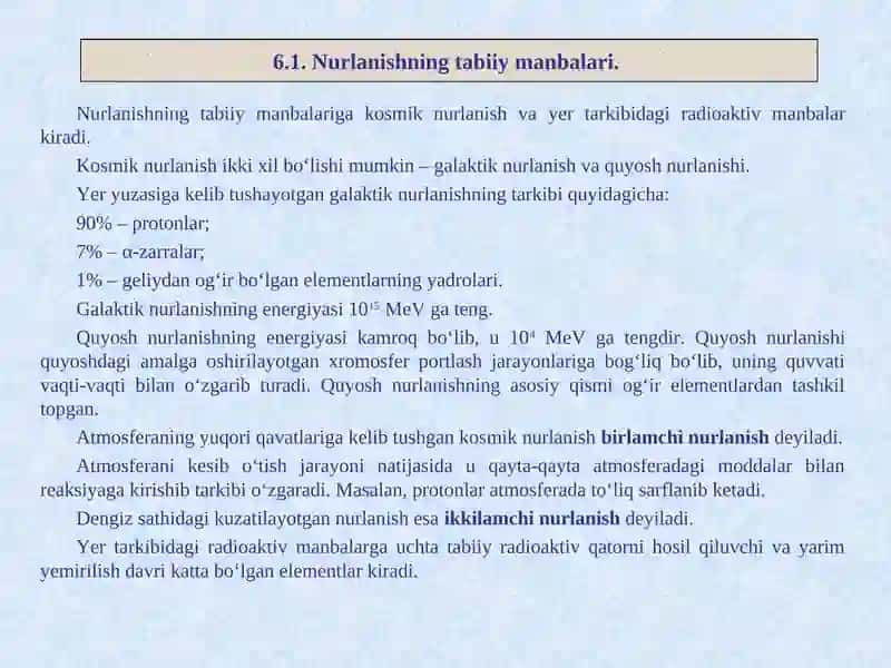 Nurlanishning antropogen manbalari 2