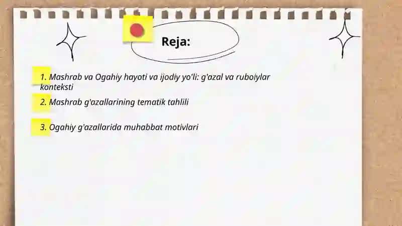 Mashrab, Ogahiy g’azal va ruboiylarini o’qish 2