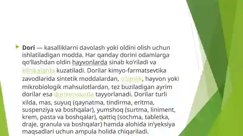 Dori vositalarining nomenkulaturasi 2