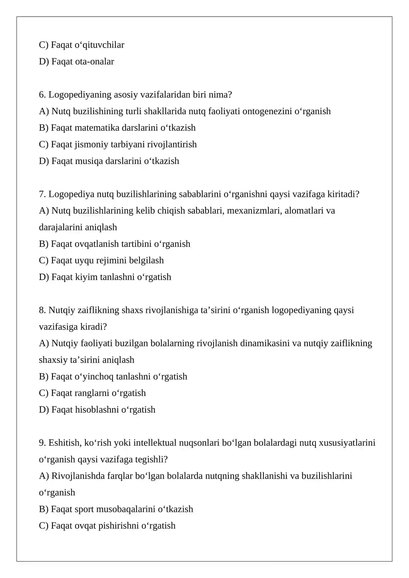 Logopediya fanining maqsadi va vazifalari 2