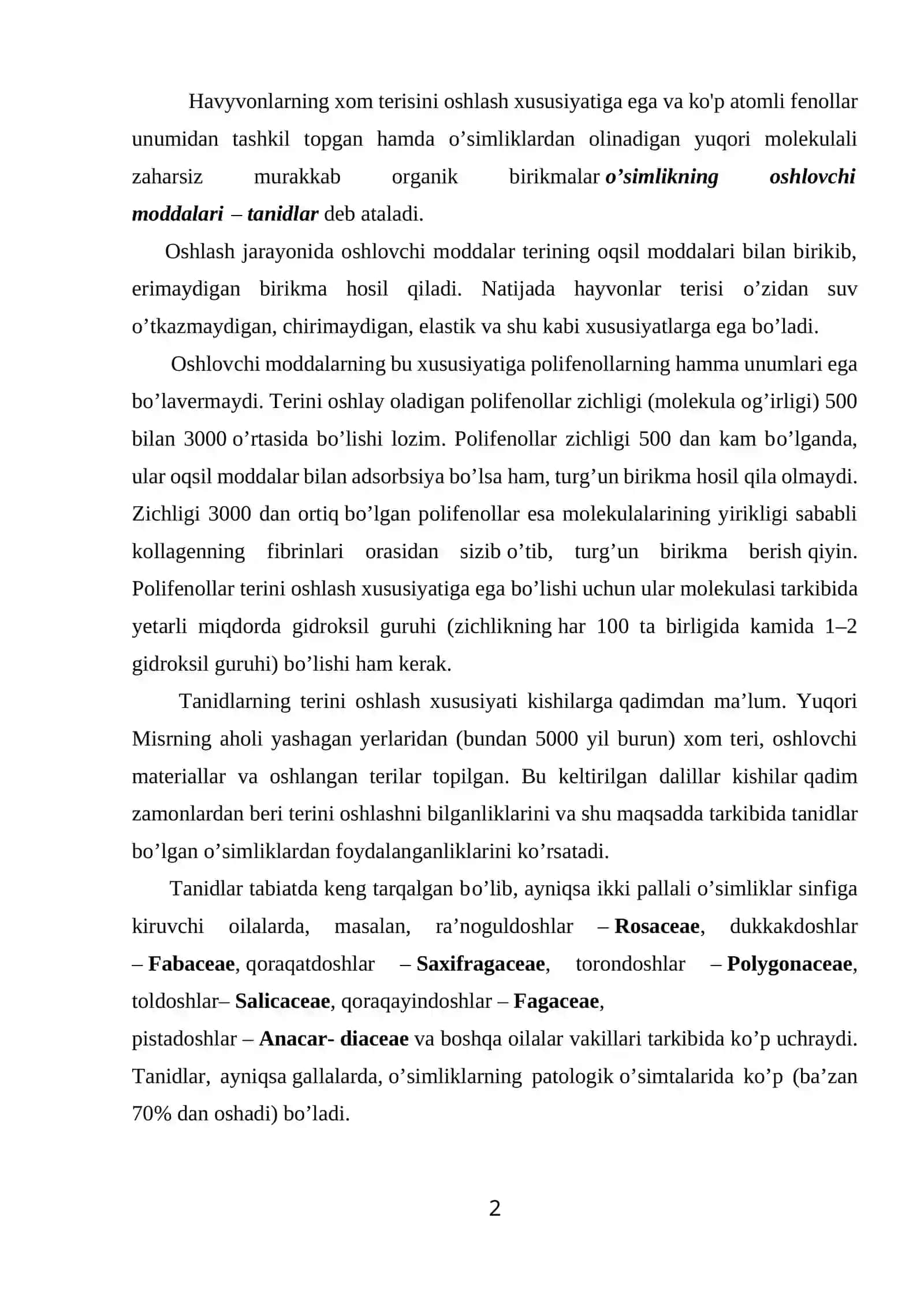 Oshlovchi moddalarning tasnif reaksiyalari 2