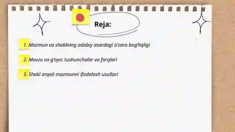 Mazmun, shakl, mavzu va gʻoya 2