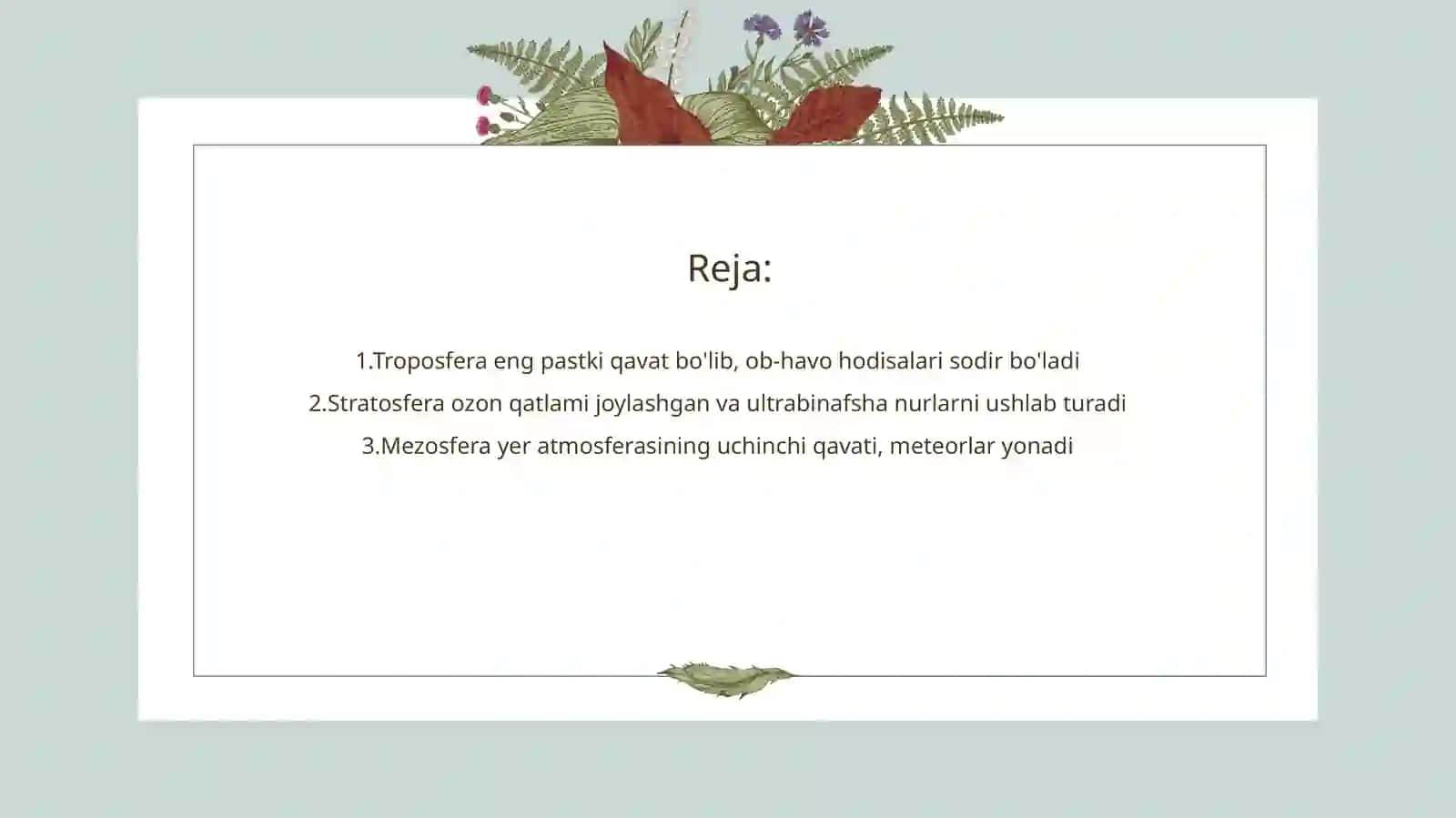 Atmosfera qavatlariga ta'rif 2