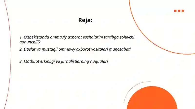 Oʻzbekiston respublikasida ommaviy axborot vositalarining faoliyati 2