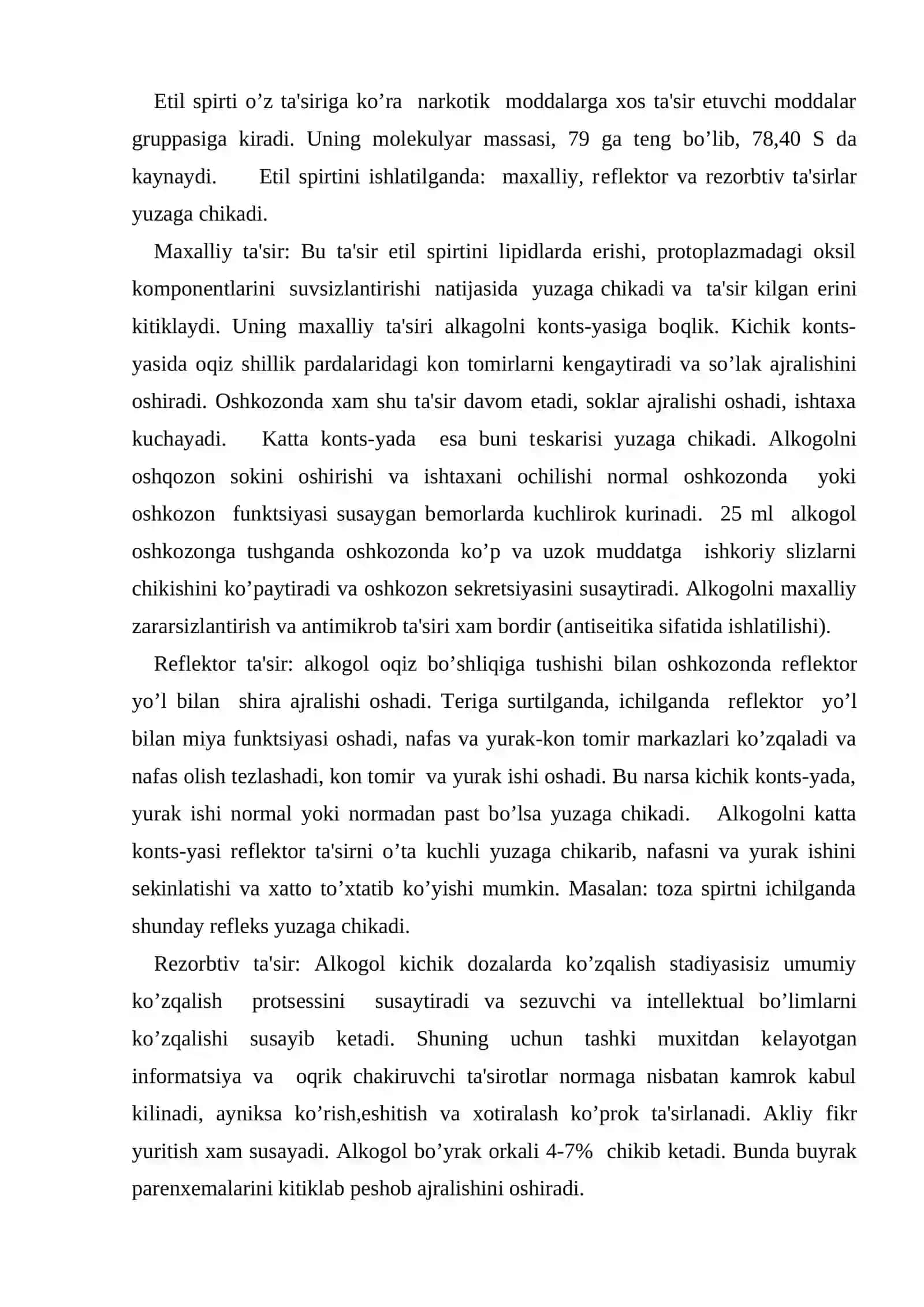 Etil spirti farmakologiyasi 2