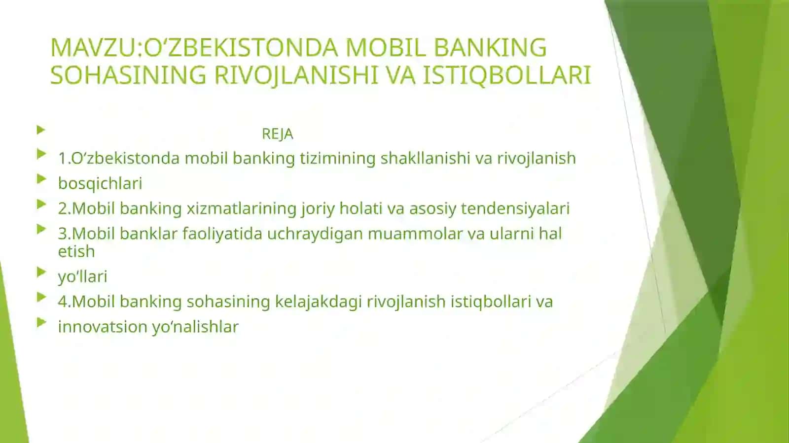 O‘ZBEKISTONDA MOBIL BANKING SOHASINING RIVOJLANISHI VA ISTIQBOLLARI 2