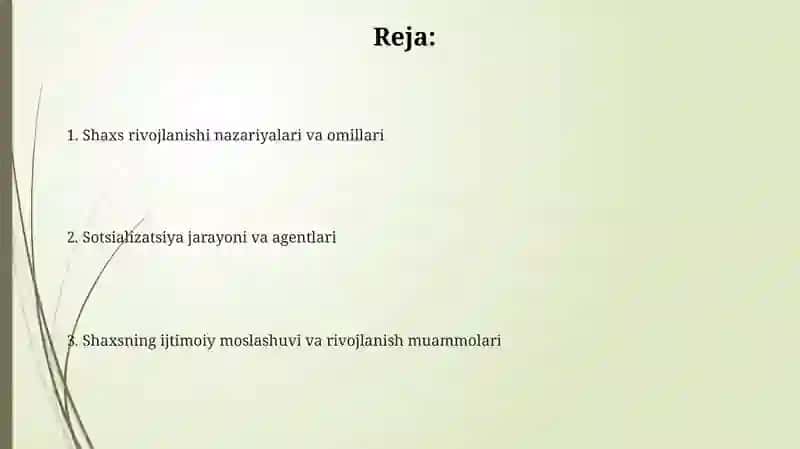 Shaxsning rivojlanishuvi va ijtimoiylashuvi 2