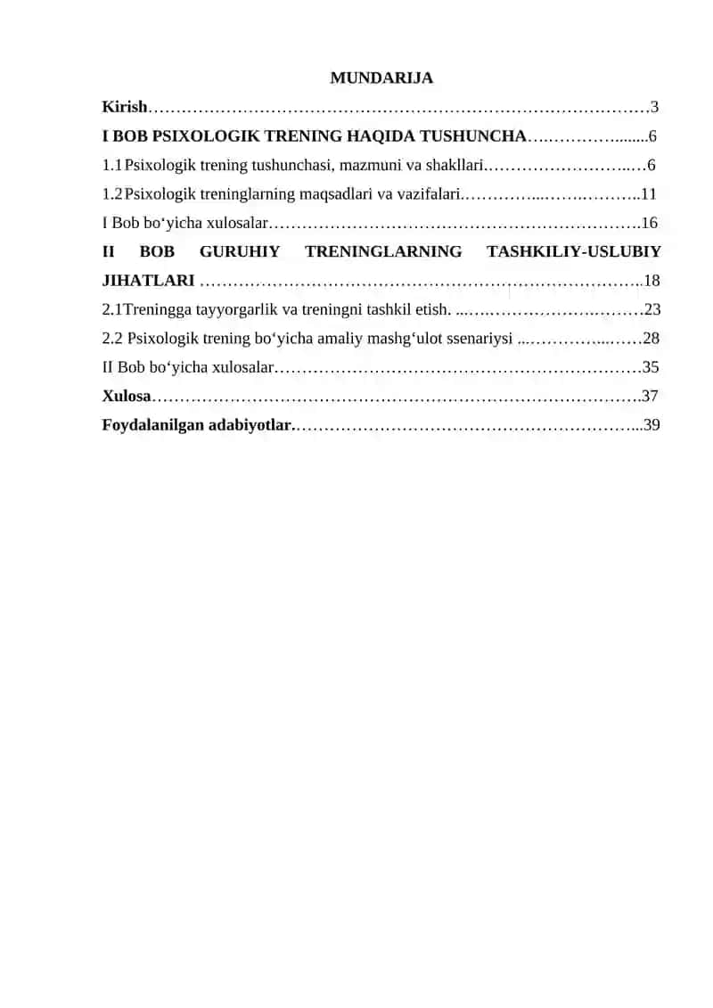 TRENING HAQIDA UMUMIY TUSHUNCHA 2