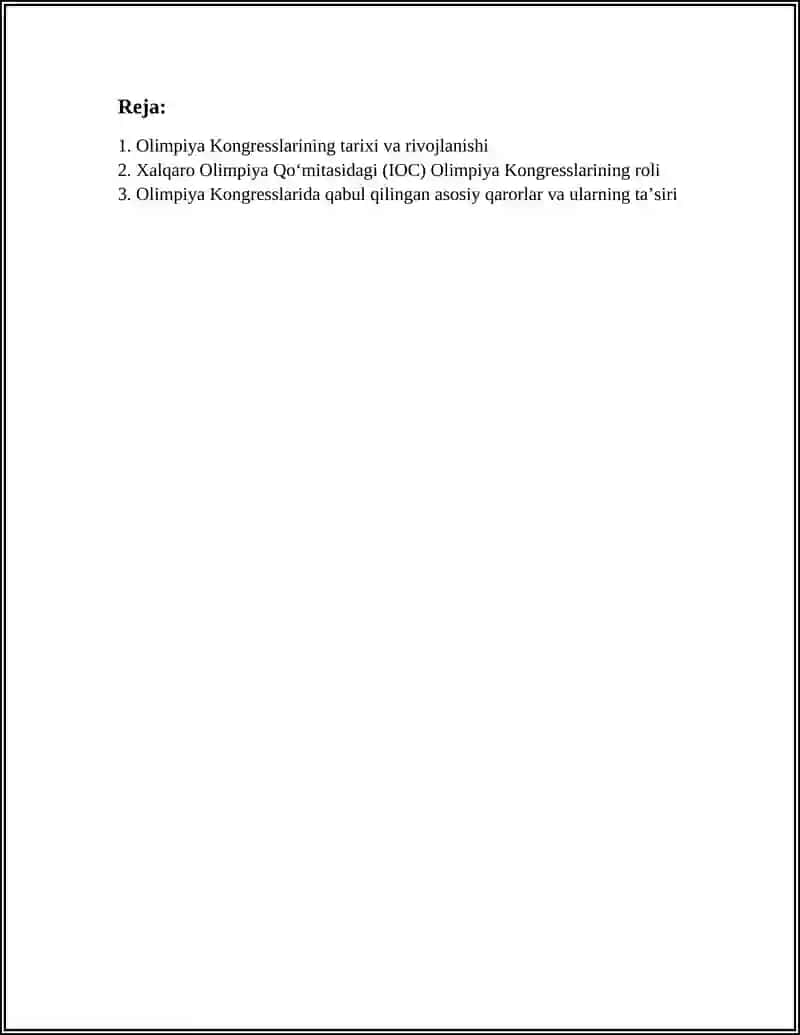 OLIMPIYA KONGRESSLARI VA ULARNING AHAMIYATI 2