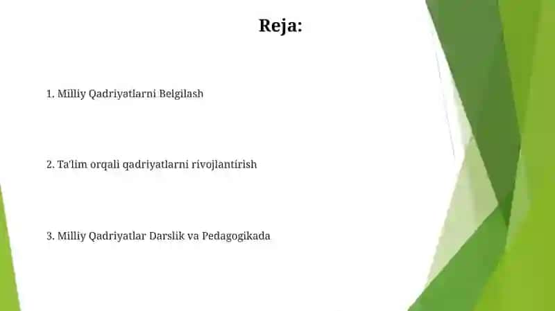 Milliy qadriyatlarning o'rni 2