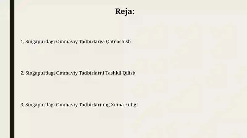 Singapur davlatining ommaviy tadbirlari 2