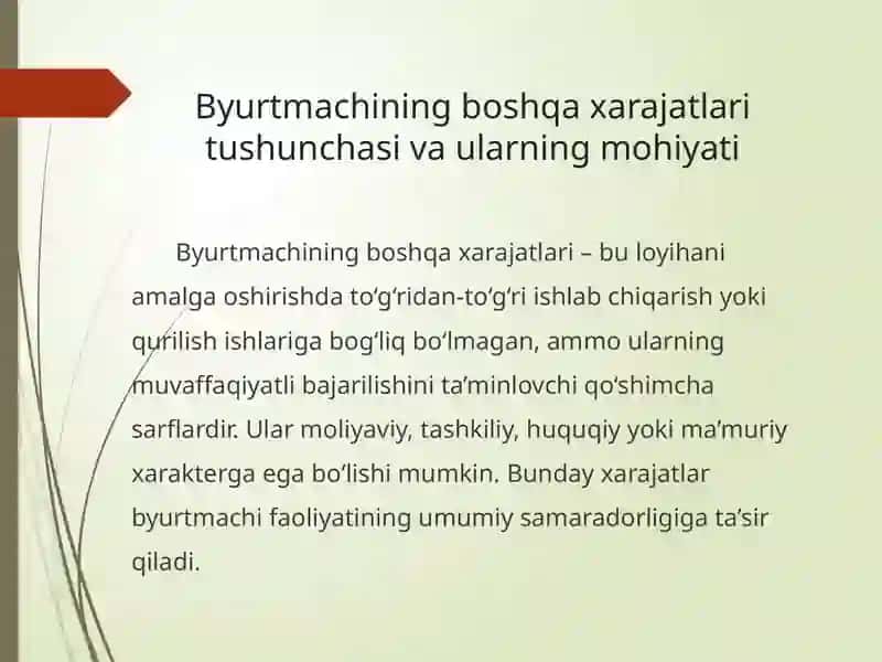 Byurtmachining boshqa xarajatlari 2