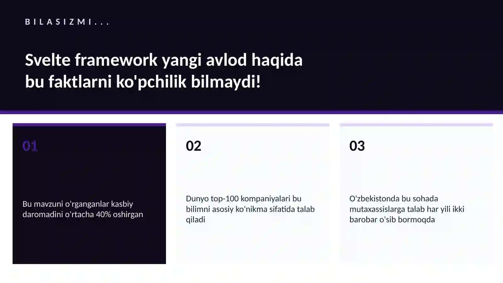 SVELTE FRAMEWORK YANGI AVLOD 2
