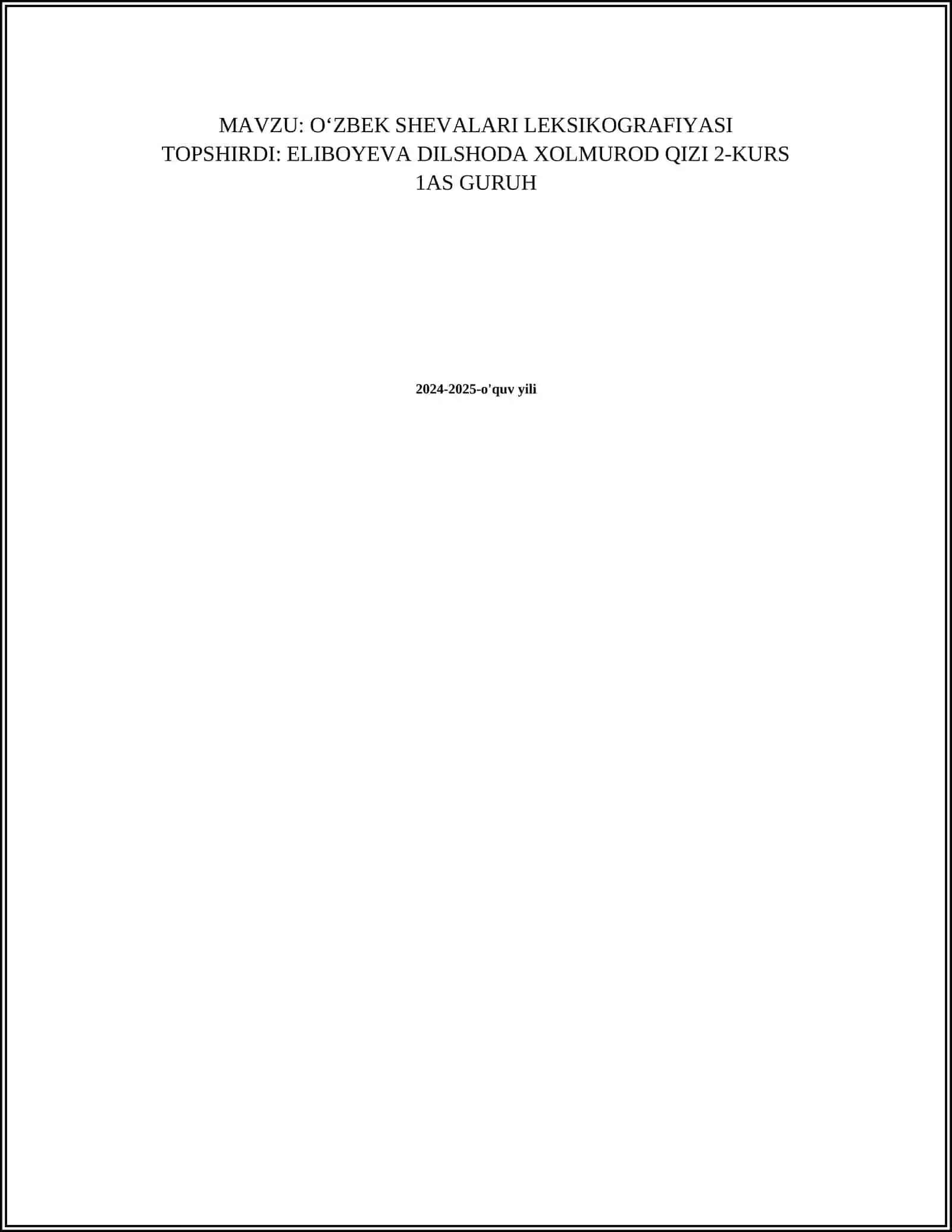 OʻZBEK SHEVALARI LEKSIKOGRAFIYASI 2