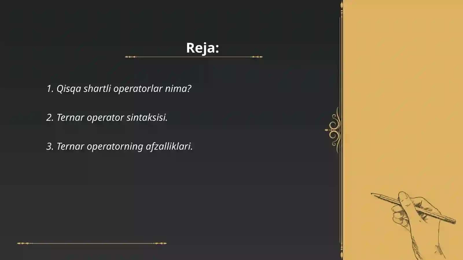 Qisqa shartli operatorlar bilan ishlash 2