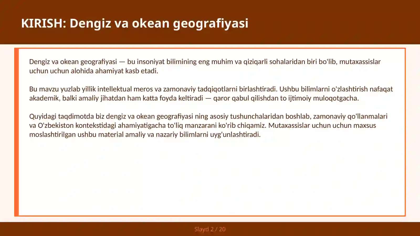 Dengiz va okean geografiyasi 2