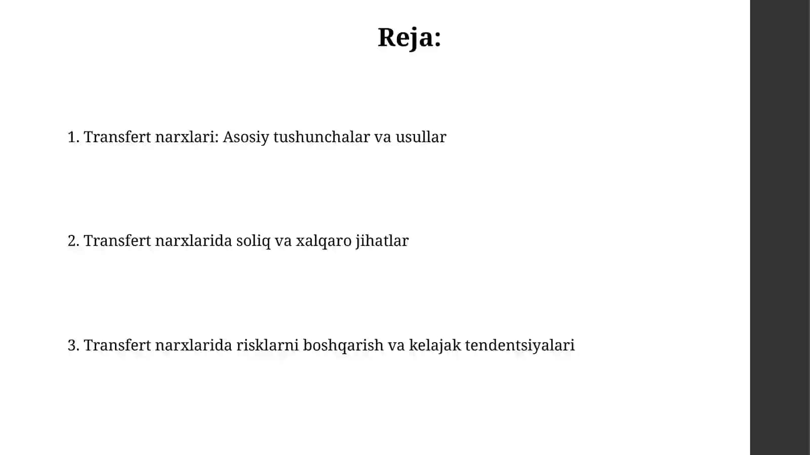 Transfert narxlari 2