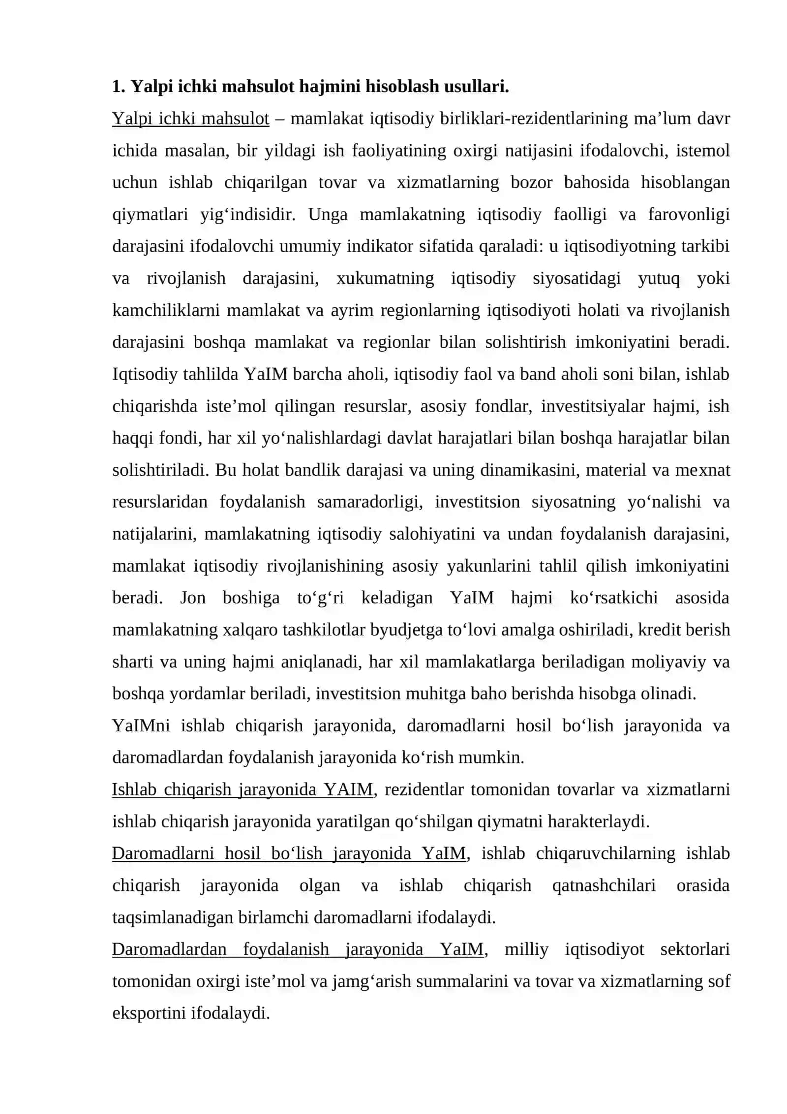 Yalpi ichki mahsulot statistikasi 2