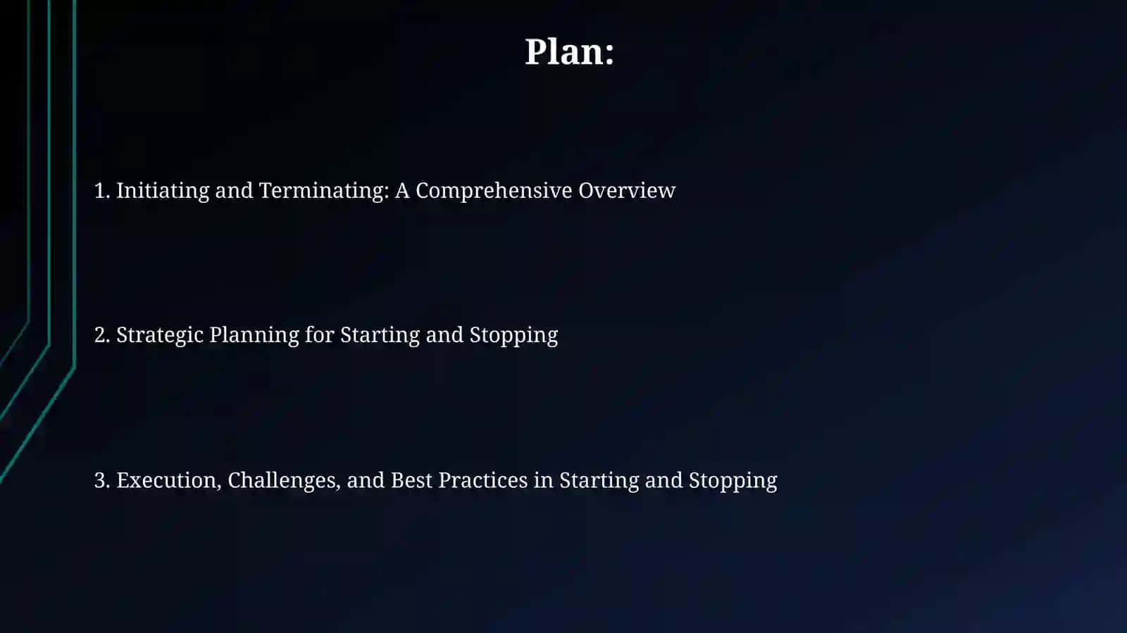 Presentation on Starting and Stopping in Mechanics and Chemical Engineering 2