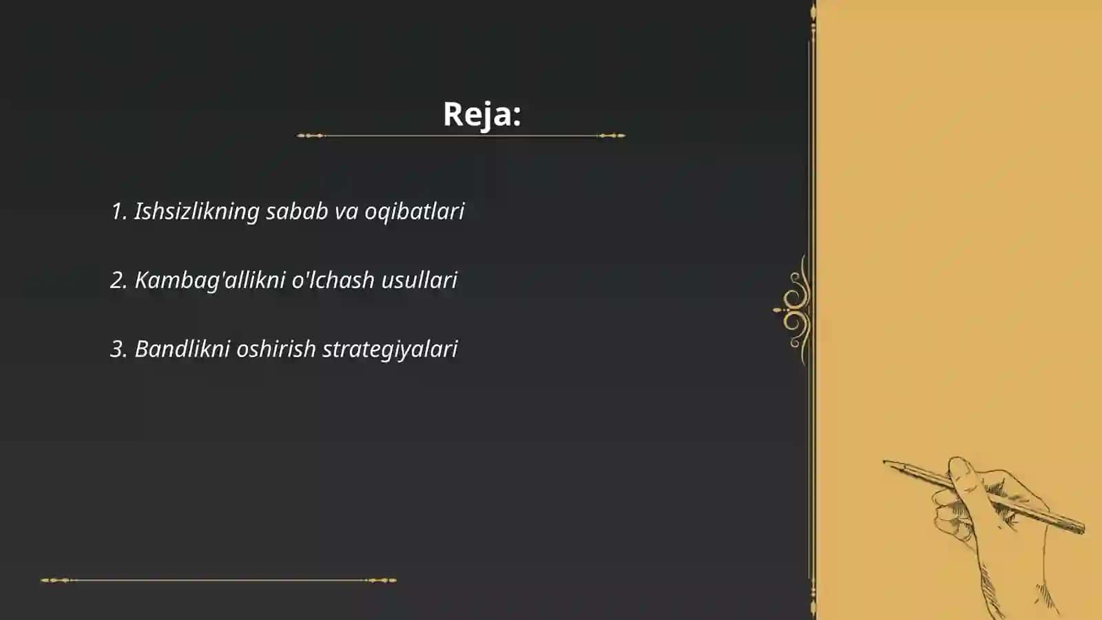 Ishsizliz va kambag'allik va uni yechimi 2