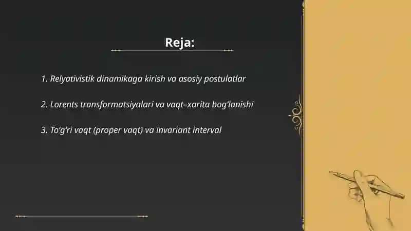 Relyativistik dinamika elementlari 2