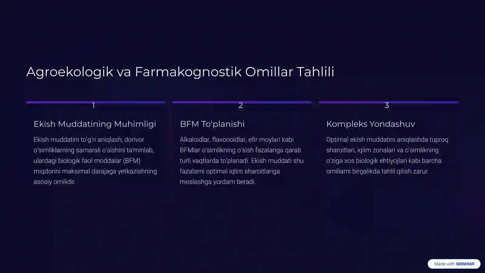 Dorivor O‘simliklarni Optimal Ekish Muddatlarining Ilmiy Asoslari.Reja 2