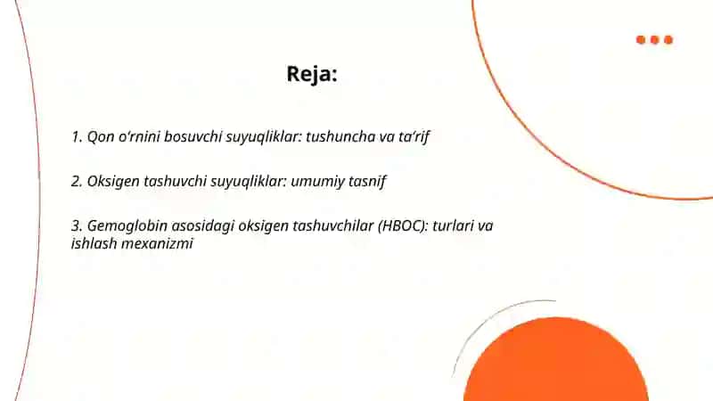 Qon oʻrnini bosuvchi suyuqliklar 2
