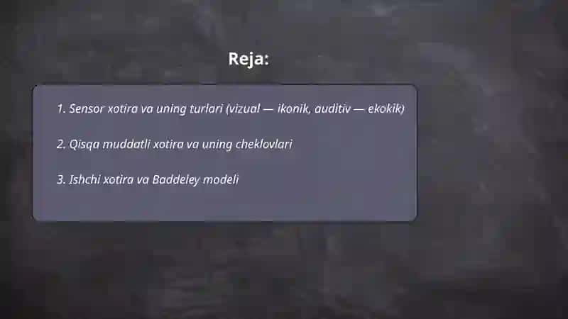 Sensor xotira va uning turlari 2