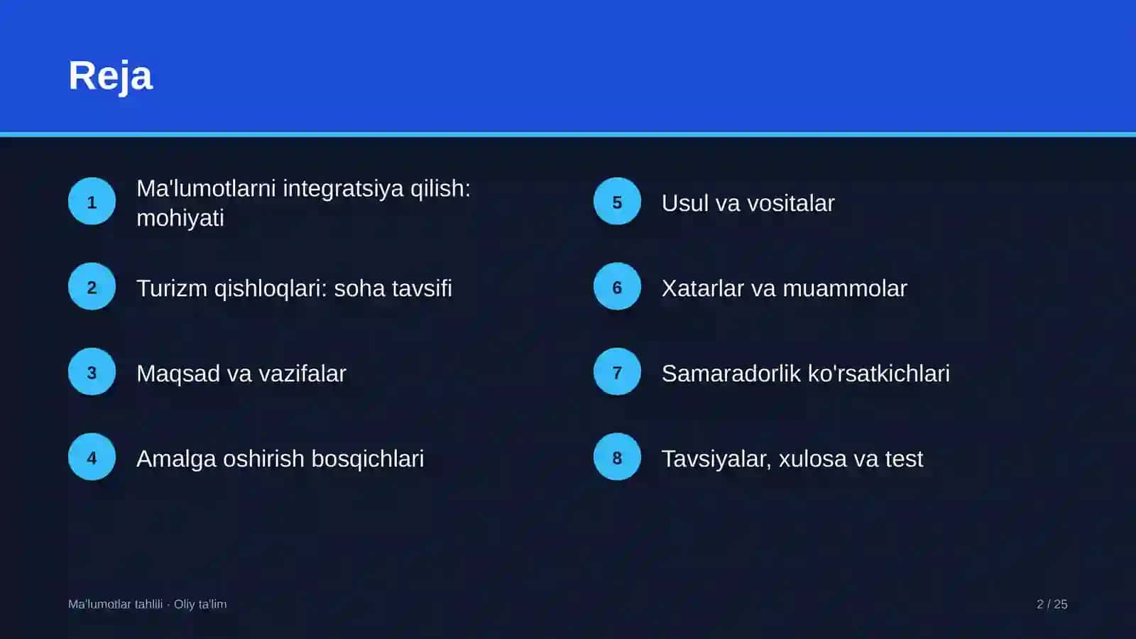 turizm qishloqlarida ma'lumotlarni integratsiya qilish 8747 2