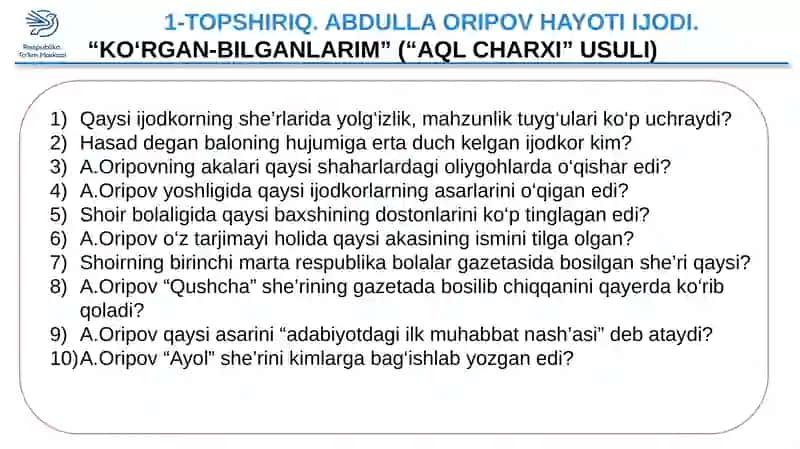 ABDULLA ORIPOV HAYOTI VA IJODI 2
