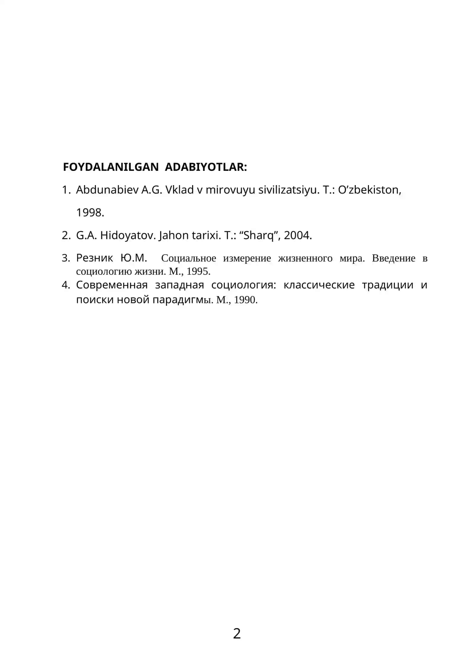 "Eng yangi tarixdan" kurs ishi 2