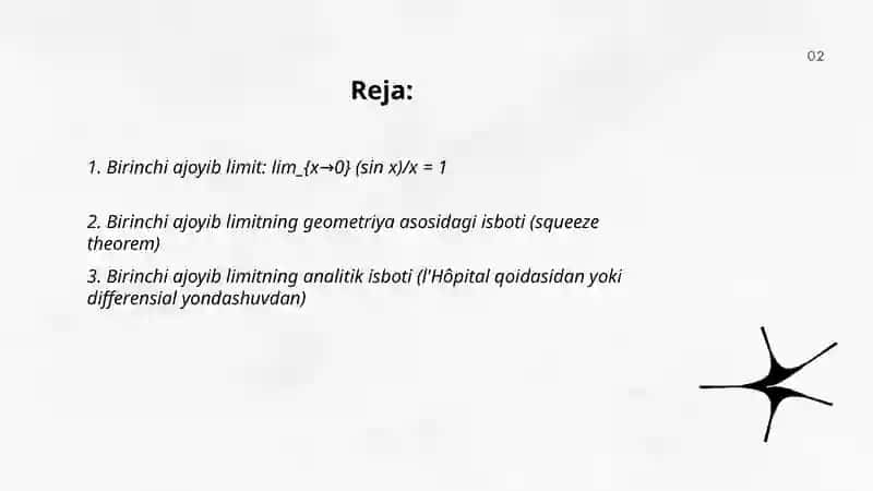 Birinchi va ikkinchi ajoyib limitlar 2