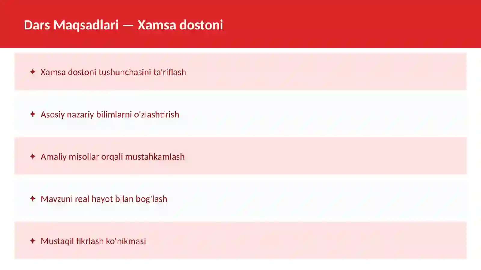 O'qituvchilar va talabalar uchun Alisher Navoiy dars ishlanma 2