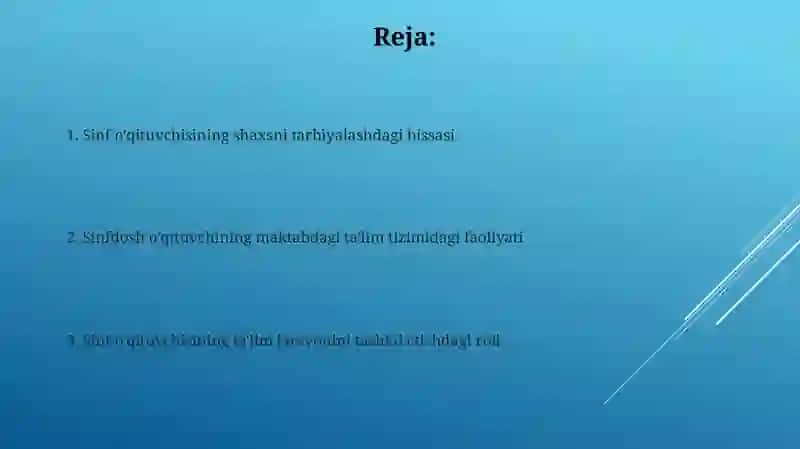 Sinf O'qituvchisi faoliyati 2