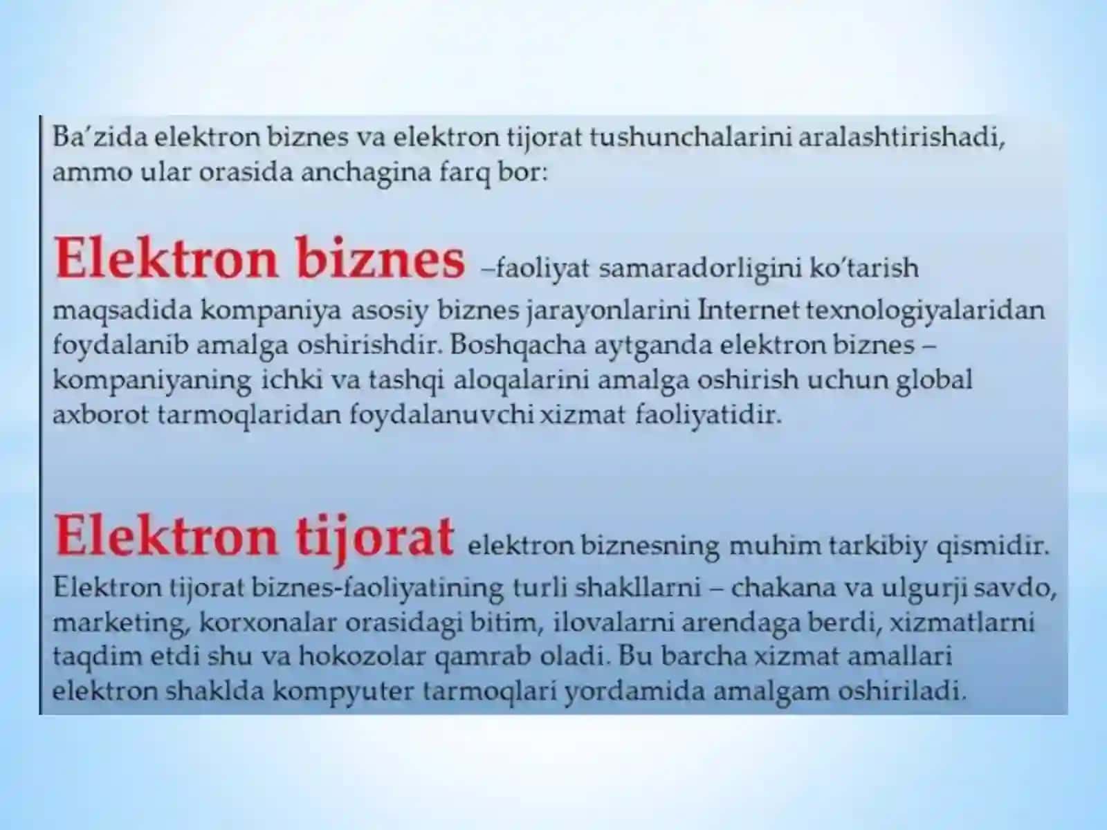 Elektron biznes tizimlari 2