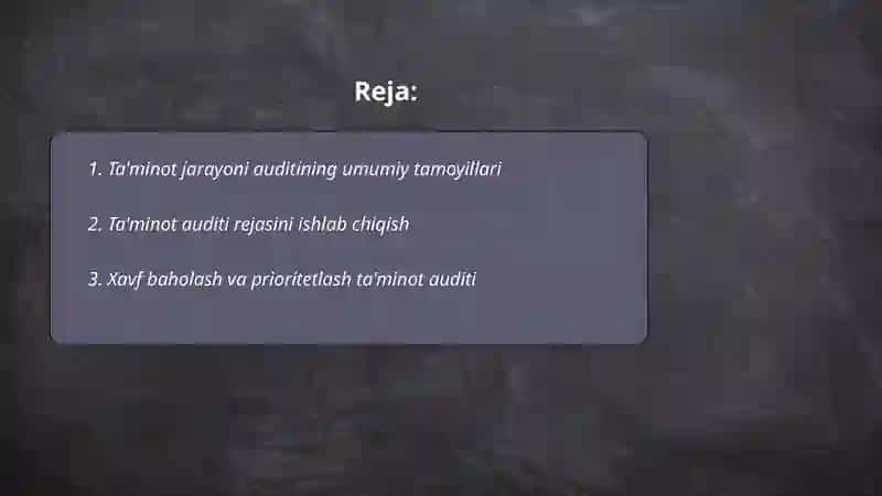Ta'minot jarayoni auditi 2