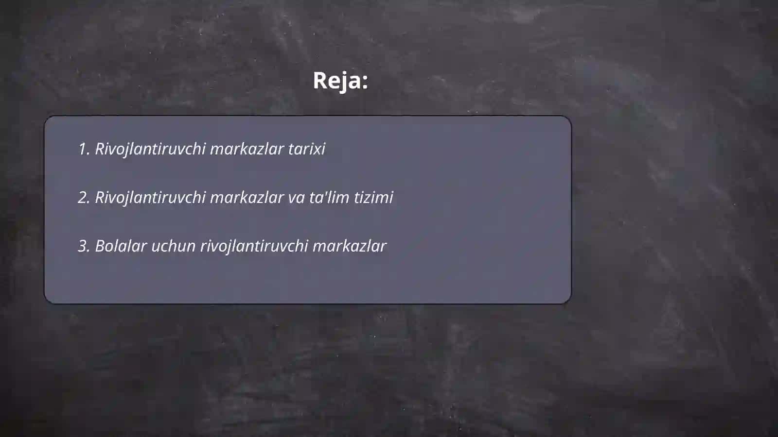 Rivojlantiruvchi markazlar faoliyati 2