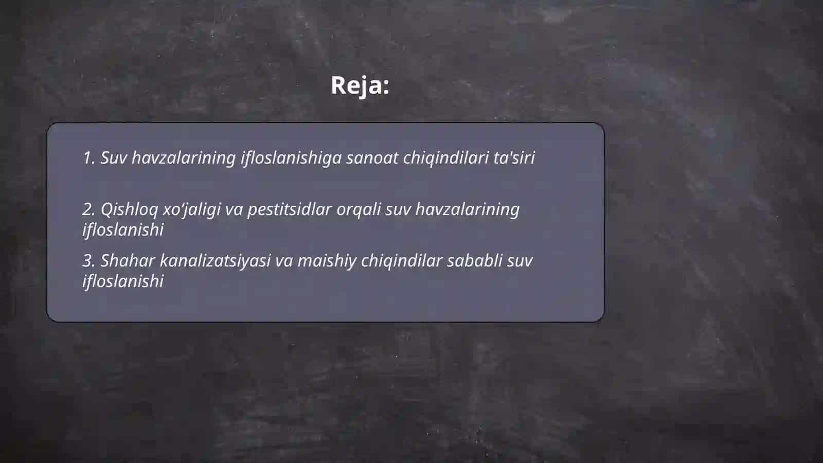 Suv havzalarining ifloslanishi 2